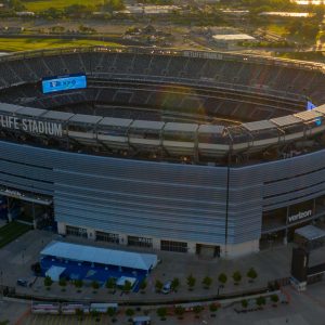 RUTHERFORD, NJ, USA - JUNE 22, 2019: Sunrise over Metlife Stadium